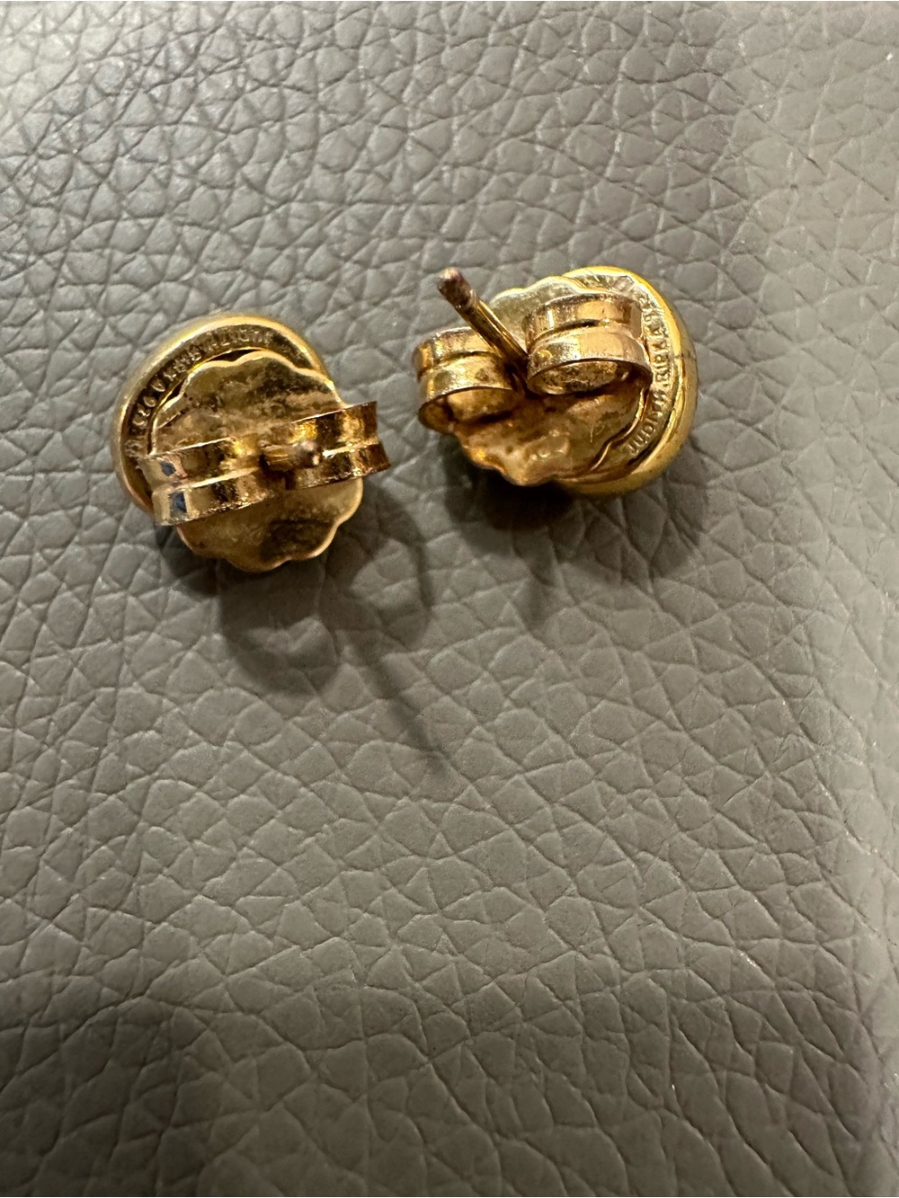 Judith Ripka Gold-Tone Stud Earrings with Champagne Stones-vintage looking - Picture 5 of 6